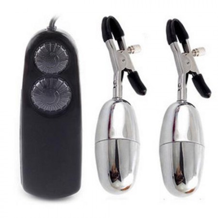 2-in-1 Multiple Egg + Rotation Control Nipple Clip Breast - Black + Silver SKU:19996 € 10.55